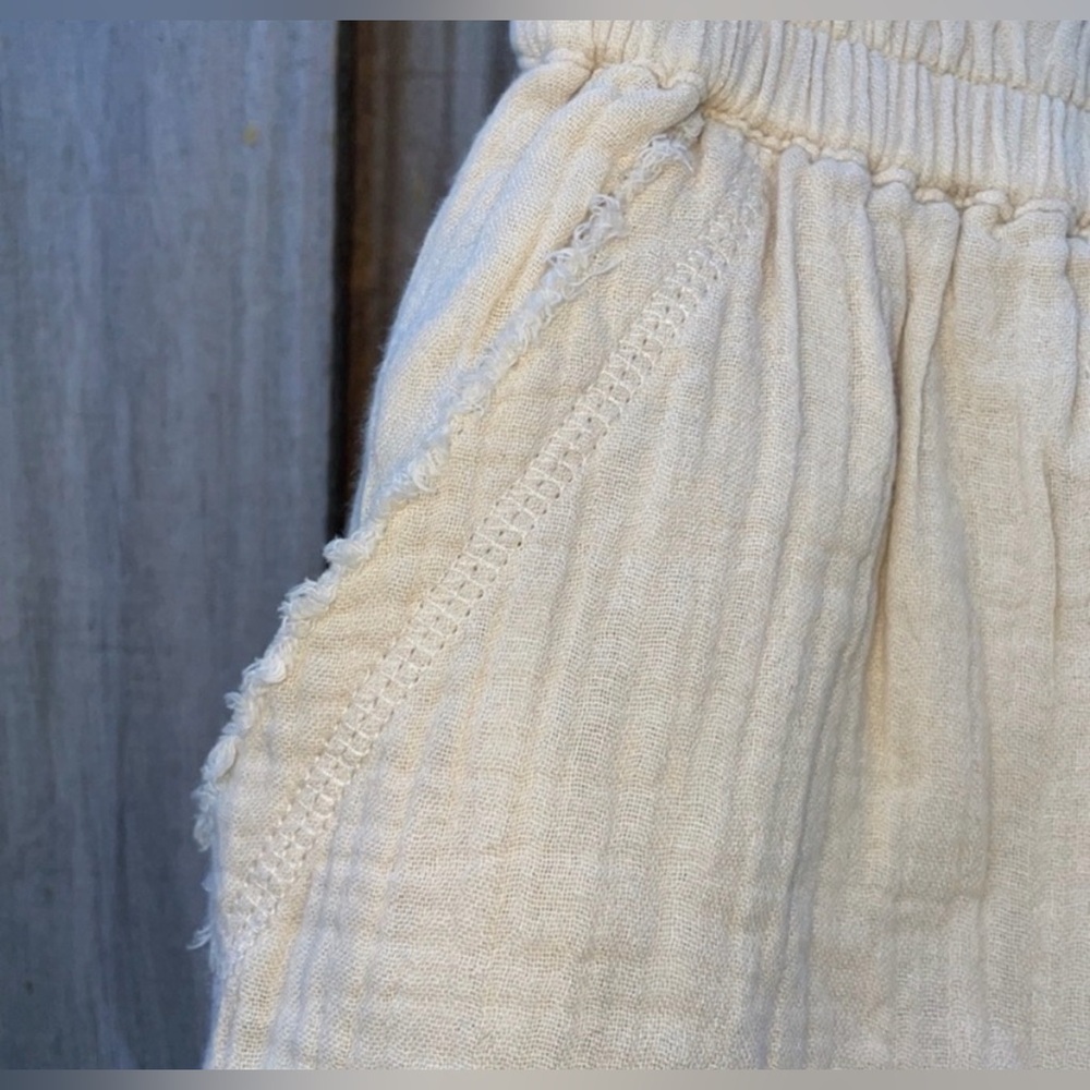 Aerie Pool To Party Gauze Shorts Cream High Waisted Boho Coastal Beach Linen, S - Picture 11 of 15